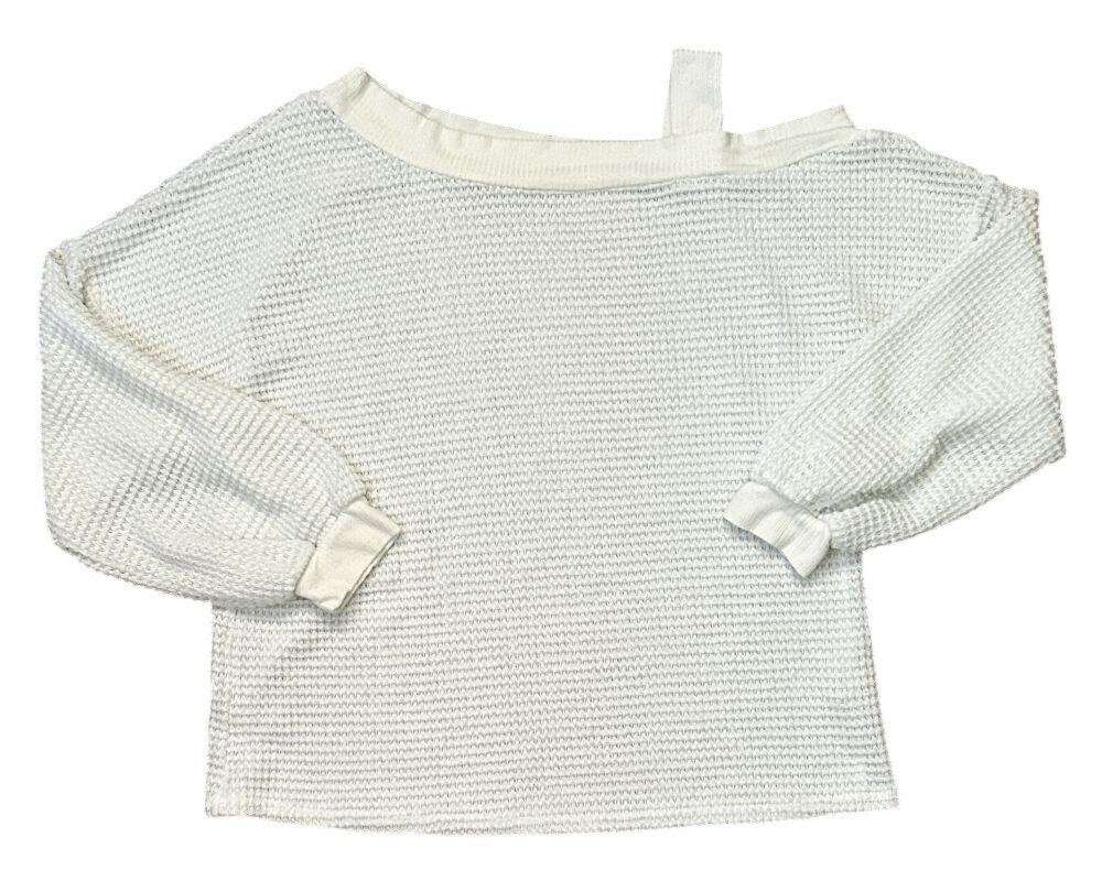 Magnolia Boutique Off The Shoulder Rib Knit Cuff White Top Medium